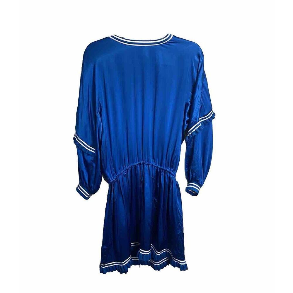 NWT Juicy Couture Black‎ Label Silk Stripes Drawstring Shirt Dress Blue Sz Small